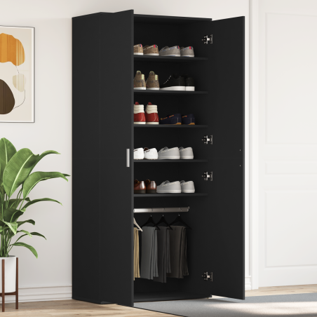 vidaXL Mobile per scarpe Nero 80x39x180 cm Legno ingegnerizzato