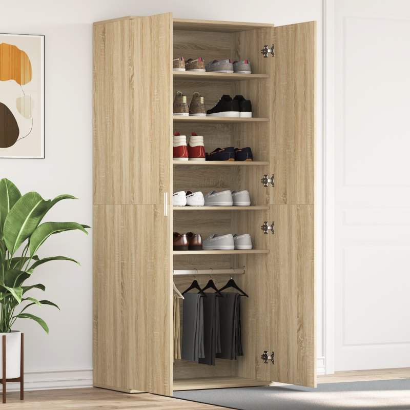 vidaXL Mobile per Scarpe Quercia Sonoma 80x39x180 cm Legno Ingegnerizzato vidaXL Mobile per Scarpe Quercia Sonoma 80x39x180 cm Legno Ingegnerizzato