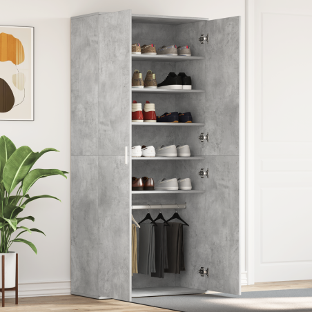 vidaXL Mobile per Scarpe Grigio Cemento 80x39x180 cm Truciolare