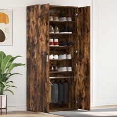 vidaXL Mobile per Scarpe Rovere Affumicato 80x39x180 cm Legno Ingegnato