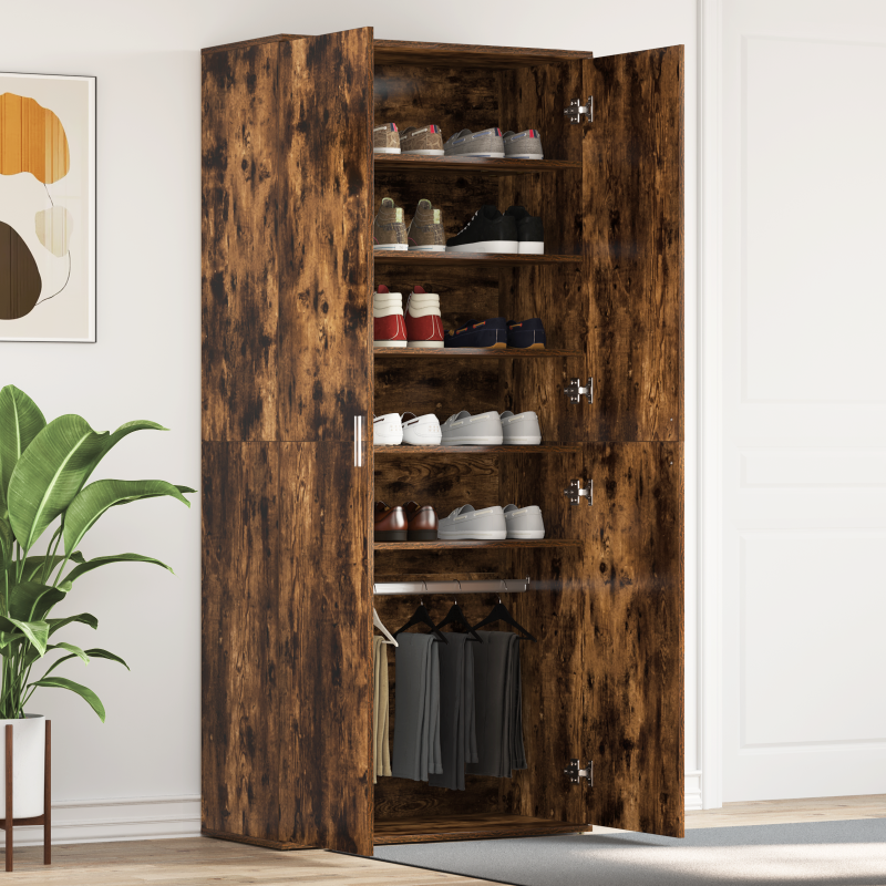 vidaXL Mobile per Scarpe Rovere Affumicato 80x39x180 cm Legno Ingegnato vidaXL Mobile per Scarpe Rovere Affumicato 80x39x180 cm Legno Ingegnato