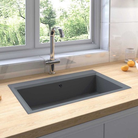 vidaXL Lavabo da cucina grigio 790x500x193 mm granito