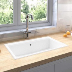 vidaXL Lavello da Cucina Bianco 790x500x193 mm Granito