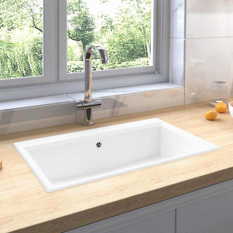 vidaXL Lavello da Cucina Bianco 790x500x193 mm Granito vidaXL Lavello da Cucina Bianco 790x500x193 mm Granito