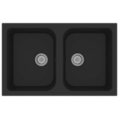 vidaXL Lavello da cucina in granito nero 760x480x184 mm -