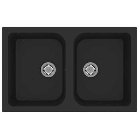 vidaXL Lavello da cucina in granito nero 760x480x184 mm -