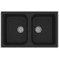 vidaXL Lavello da cucina in granito nero 760x480x184 mm -