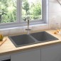 vidaXL Lavello da cucina grigio 760x480x184 mm granito