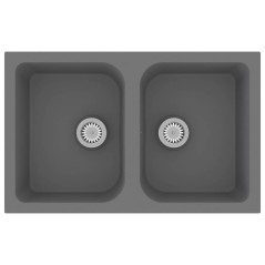 vidaXL Lavello da cucina grigio 760x480x184 mm granito