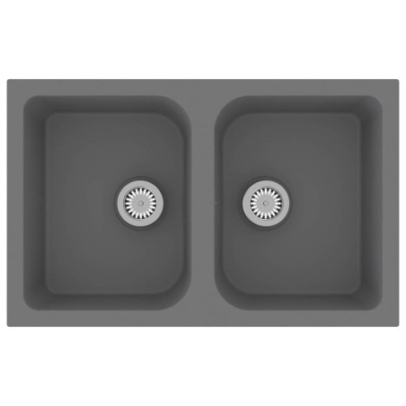 vidaXL Lavello da cucina grigio 760x480x184 mm granito