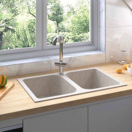vidaXL Lavello da cucina Beige 760x480x184 mm Granito