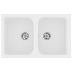 vidaXL Lavello da Cucina Bianco 760x480x184 mm Granito