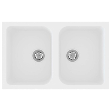 vidaXL Lavello da Cucina Bianco 760x480x184 mm Granito