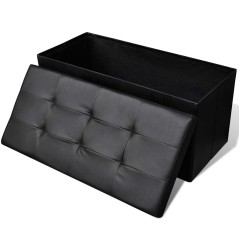 vidaXL Panchina con contenitore con cuscino Nero 84.5 x 41 x 41 cm