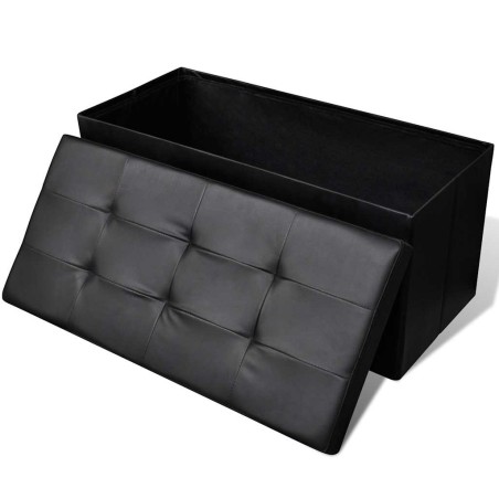 vidaXL Panchina con contenitore con cuscino Nero 84.5 x 41 x 41 cm