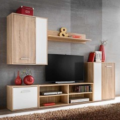 vidaXL Set Mobili TV 5 Pezzi in Bianco e Quercia di Sonoma in Legno Ingegnerizzato