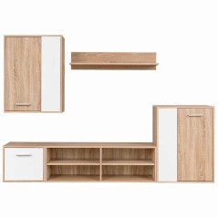 vidaXL Set Mobili TV 5 Pezzi in Bianco e Quercia di Sonoma in Legno Ingegnerizzato