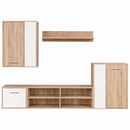 vidaXL Set Mobili TV 5 Pezzi in Bianco e Quercia di Sonoma in Legno Ingegnerizzato