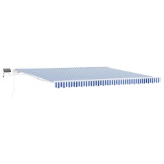 vidaXL Tenda Retrattile with Blu e bianco 5 x 3 m Tessuto e metallo