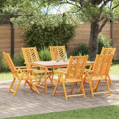 vidaXL Set di 6 sedie da giardino reclinabili in legno massello di acacia