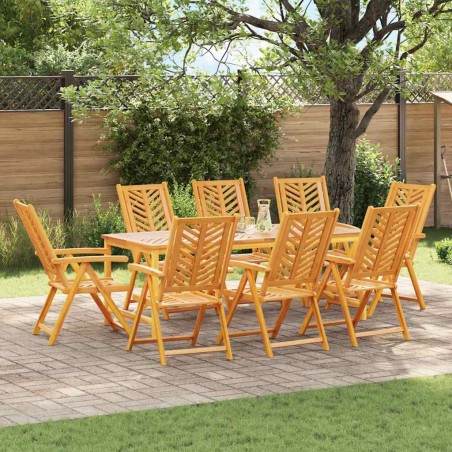 vidaXL Sedie da Giardino Reclining 8 Pezzi in Legno Massello di Acacia