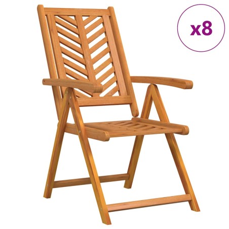 vidaXL Sedie da Giardino Reclining 8 Pezzi in Legno Massello di Acacia