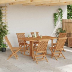 vidaXL Set da pranzo da giardino 7 pezzi in legno massello di teak