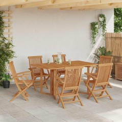 vidaXL Set da pranzo da giardino in 7 pezzi in legno massello di teak