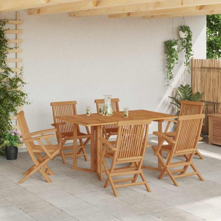 vidaXL Set da pranzo da giardino in 7 pezzi in legno massello di teak