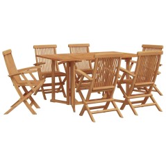 vidaXL Set da pranzo da giardino in 7 pezzi in legno massello di teak