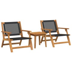 vidaXL Set di Sedie da Esterno con Tavolo - 3 Pezzi in Legno Massello di Acacia Nera