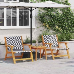 Set da giardino vidaXL: 3 pezzi in legno massello di acacia, nero e bianco