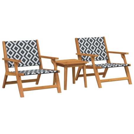Set da giardino vidaXL: 3 pezzi in legno massello di acacia, nero e bianco