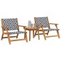 Set da giardino vidaXL: 3 pezzi in legno massello di acacia, nero e bianco