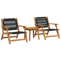 vidaXL Sedie da Giardino con Tavolo 3 pcs Nero Legno Massello di Acacia