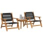 vidaXL Sedie da Giardino con Tavolo 3 pcs Nero Legno Massello di Acacia vidaXL Sedie da Giardino con Tavolo 3 pcs Nero Legno Massello di Acacia