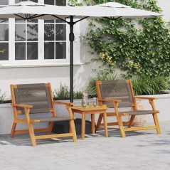vidaXL Sedie da Giardino con Tavolo 3 pcs Grigio Legno Massello di Acacia