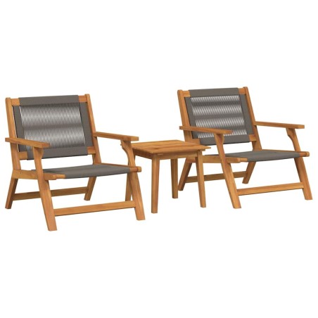 vidaXL Sedie da Giardino con Tavolo 3 pcs Grigio Legno Massello di Acacia
