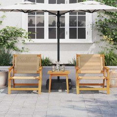 vidaXL Set di Sedie da Giardino con Tavolo - 3 Pezzi in Legno Massello di Acacia Beige