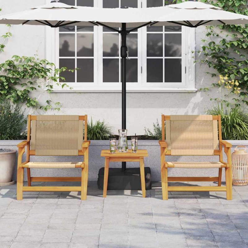 vidaXL Set di Sedie da Giardino con Tavolo - 3 Pezzi in Legno Massello di Acacia Beige vidaXL Set di Sedie da Giardino con Tavolo - 3 Pezzi in Legno Massello di Acacia Beige