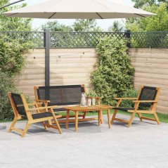vidaXL Set di Sedie e Tavolo da Giardino - 4 Pezzi in Legno Massiccio di Acacia Nero