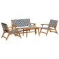 vidaXL Set di Sedie da Giardino con Tavolo - 4 Pezzi, Bianco e Nero, Realizzato in Legno Massello di Acacia vidaXL Set di Sedie da Giardino con Tavolo - 4 Pezzi, Bianco e Nero, Realizzato in Legno Massello di Acacia