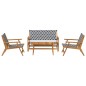 vidaXL Set di Sedie da Giardino con Tavolo - 4 Pezzi, Bianco e Nero, Realizzato in Legno Massello di Acacia vidaXL Set di Sedie da Giardino con Tavolo - 4 Pezzi, Bianco e Nero, Realizzato in Legno Massello di Acacia