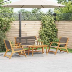 vidaXL Sedie da Giardino con Tavolo 4 pz Grigio Legno Massello di Acacia