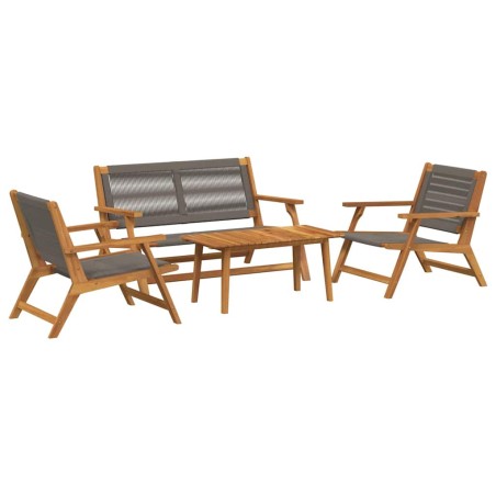 vidaXL Sedie da Giardino con Tavolo 4 pz Grigio Legno Massello di Acacia