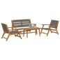 vidaXL Sedie da Giardino con Tavolo 4 pz Grigio Legno Massello di Acacia vidaXL Sedie da Giardino con Tavolo 4 pz Grigio Legno Massello di Acacia