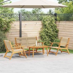 vidaXL Set di 4 sedie da giardino in legno massello di acacia - Beige
