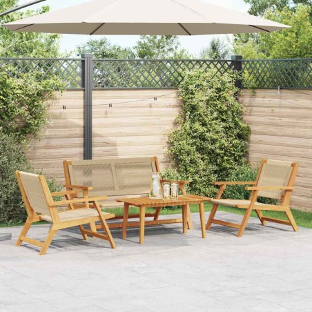 vidaXL Set di 4 sedie da giardino in legno massello di acacia - Beige