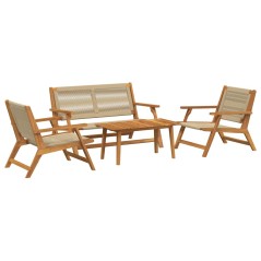vidaXL Set di 4 sedie da giardino in legno massello di acacia - Beige