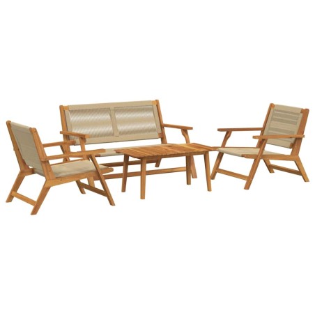 vidaXL Set di 4 sedie da giardino in legno massello di acacia - Beige